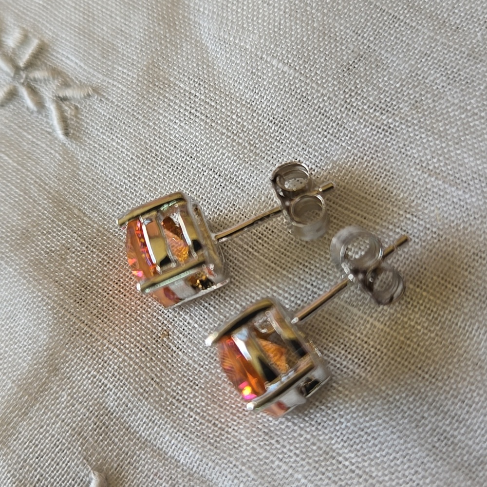 Rainbow Topaz Sterling Silver Studs - Picture 8 of 8
